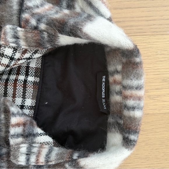 The Kooples Plaid Teddy Jacket in Cream and Brown - Picture 6 of 7
